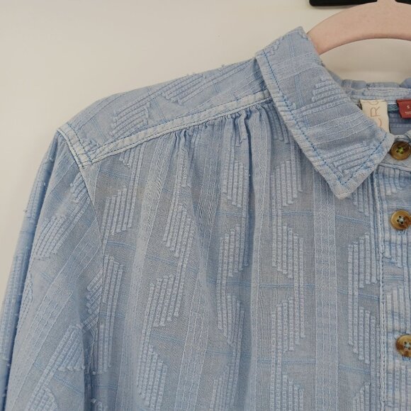 Anthropologie PILCRO Theresa Blue Lace Up Back Shirt Size Small - Picture 6 of 13